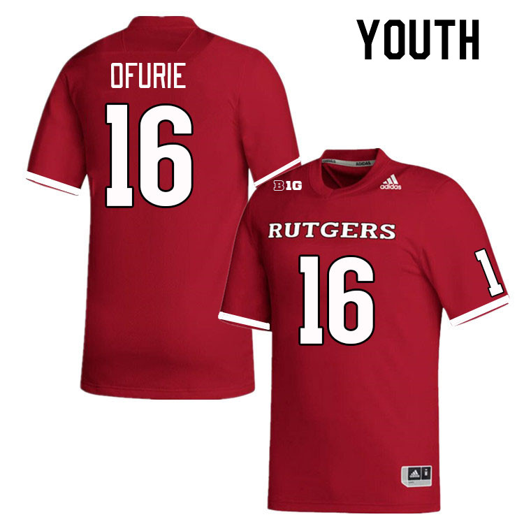 Youth #16 Jesse Ofurie Rutgers Scarlet Knights College Football Jerseys Stitched Sale-Scarlet - Click Image to Close